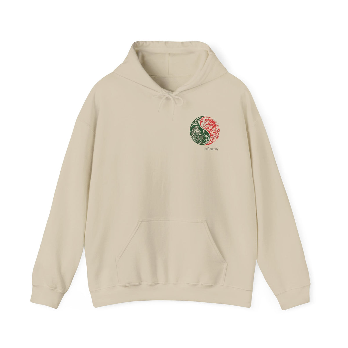 Harmony & Spirit Yin-Yang Hoodie — Floral Green & Red Graphic Sweatshirt