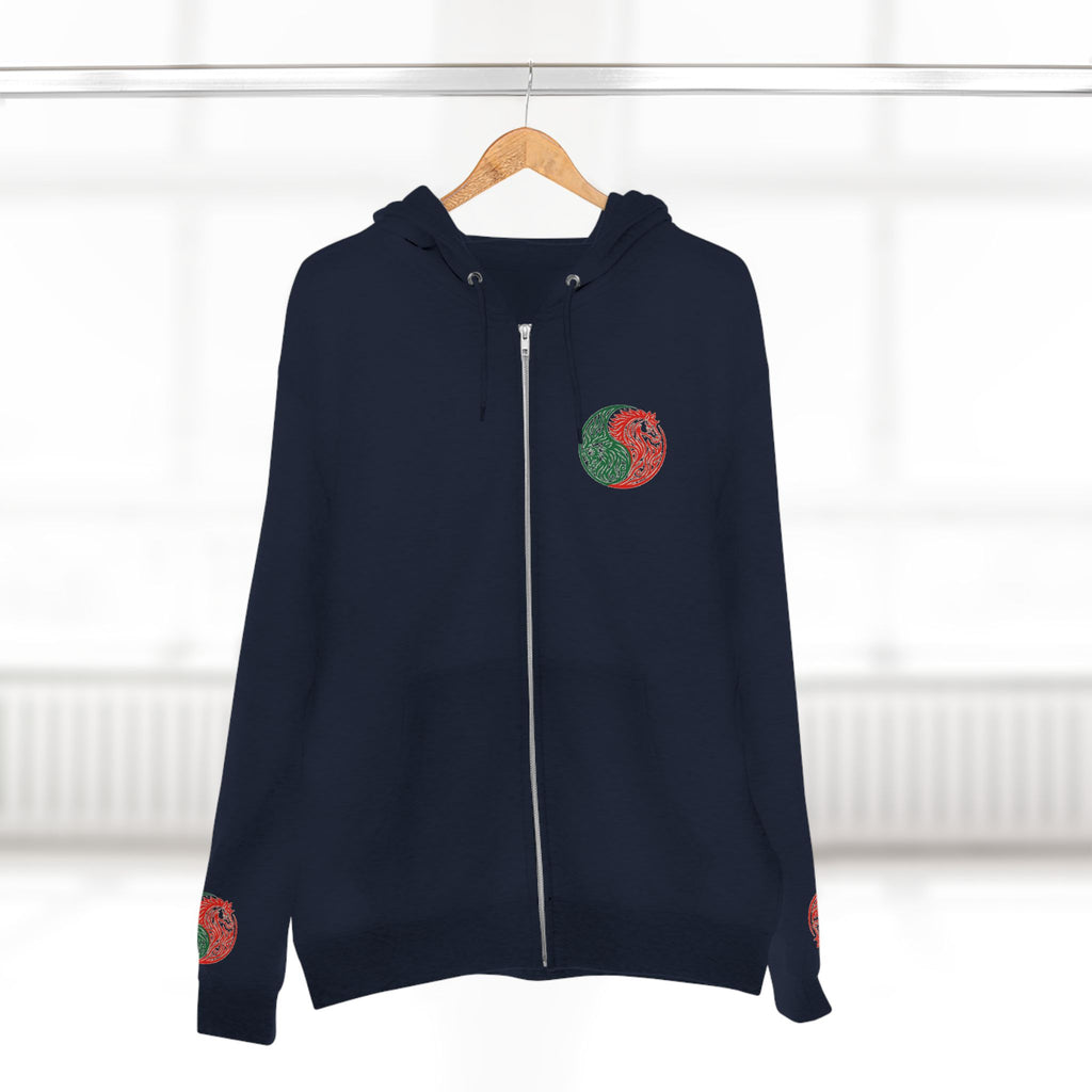 Yin Yang Dragon Zip Hoodie — Joyful & Fierce Inspirational Graphic Hoodie.
