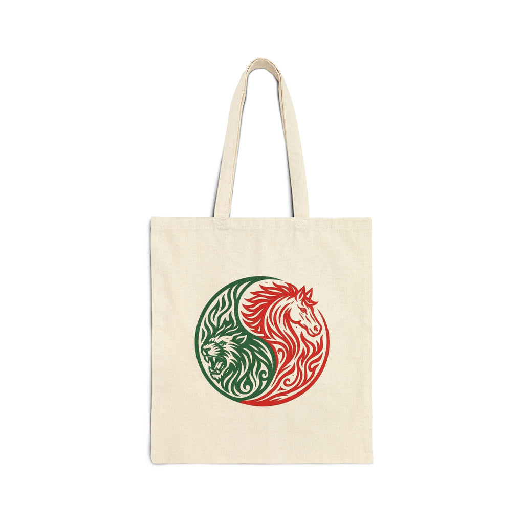 Yin Yang Lion & Horse Canvas Tote — Joyful & Sincere Eco Market Bag