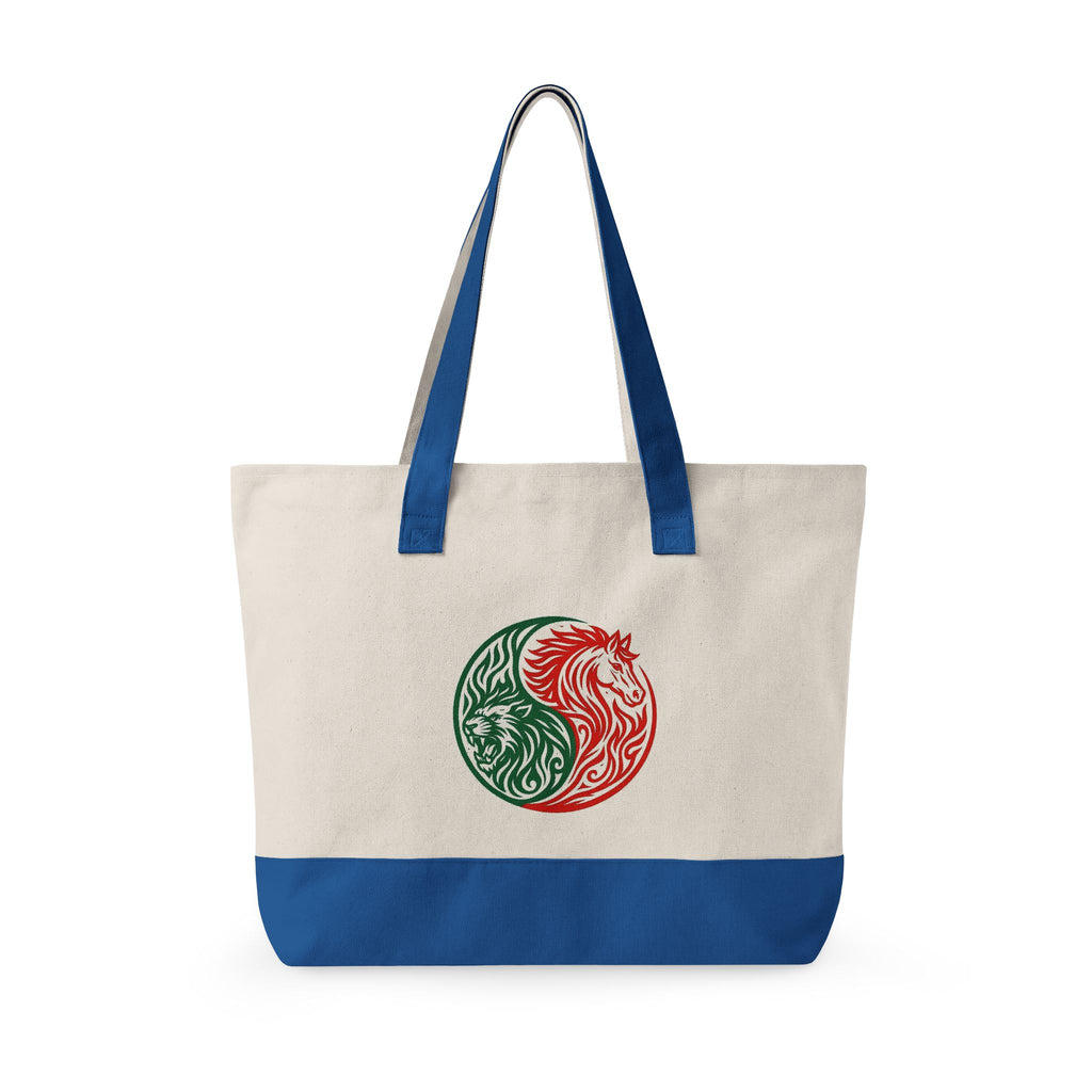 Yin Yang Leo -horse Canvas Tote — Zippered Eco Shopper tote Bag