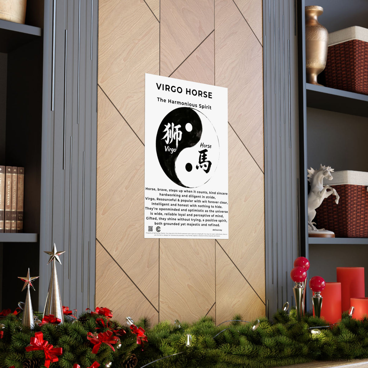 Virgo Horse Zodiac Poster — Matte Vertical Astrology Print