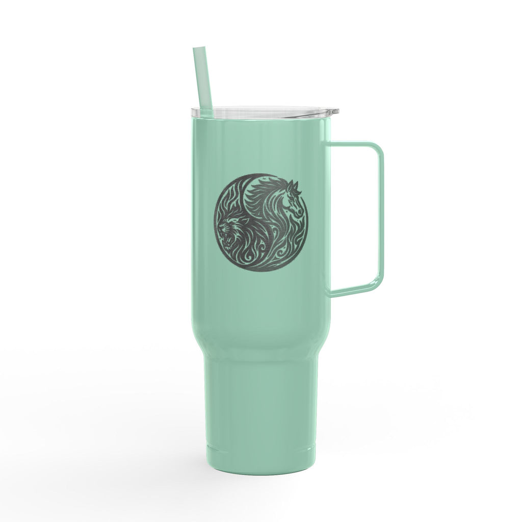 40oz Engraved Insulated Tumbler with Lid — Travel Mug with Handle, Spill-Resistant Straw