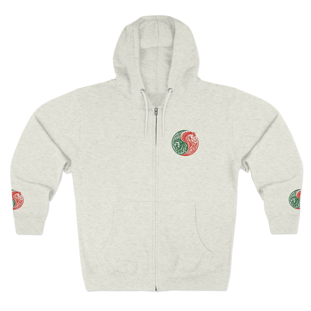 Yin Yang Dragon Zip Hoodie — Joyful & Fierce Inspirational Graphic Hoodie.
