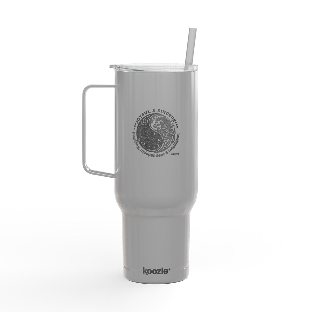 40oz Engraved Insulated Tumbler with Lid — Travel Mug with Handle, Spill-Resistant Straw