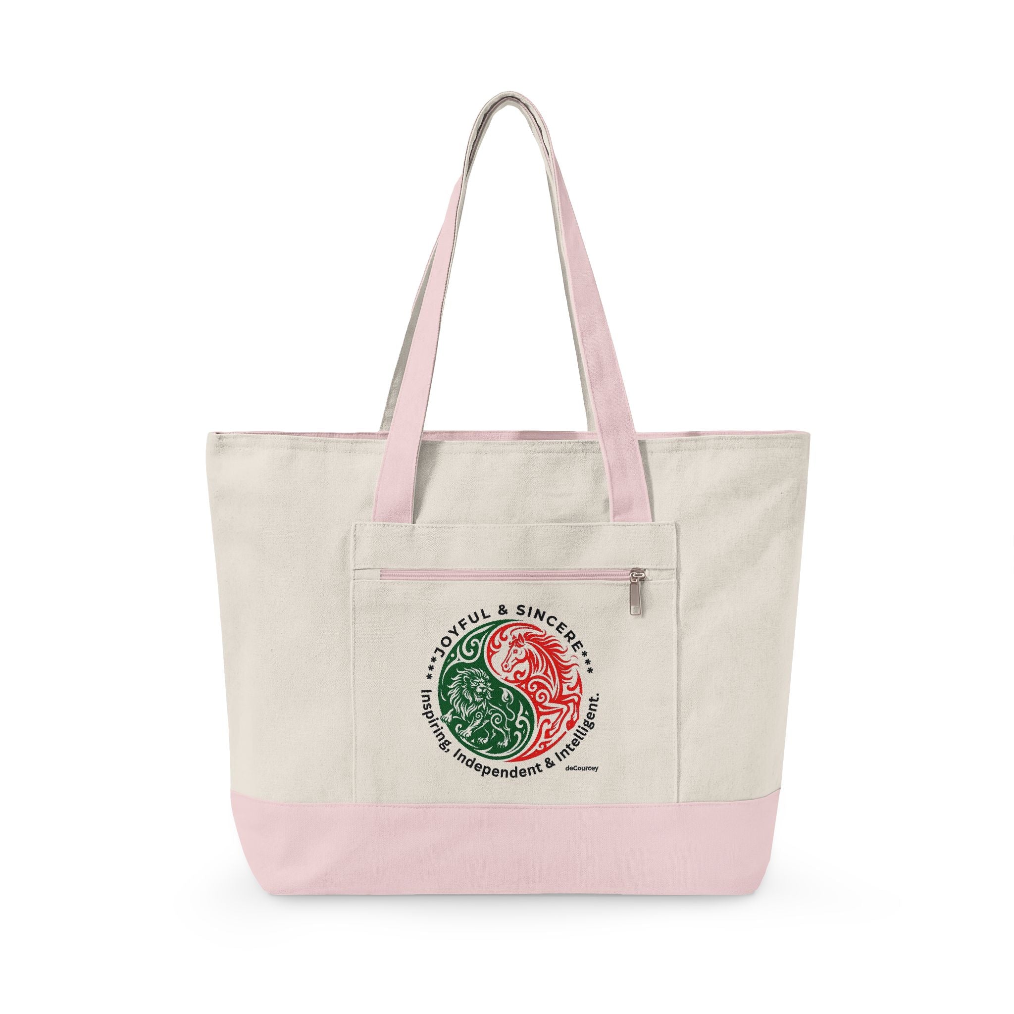 Yin Yang Leo -horse Canvas Tote — Zippered Eco Shopper tote Bag