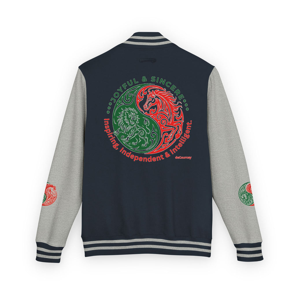 Yin Yang Floral Letterman Jacket — Peaceful & Sincere Varsity Jacket