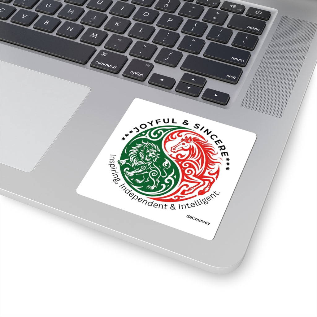 Joyful & Sincere Lion & Horse Yin-Yang Kiss-Cut Sticker — Inspiring, Independent & Intelligent