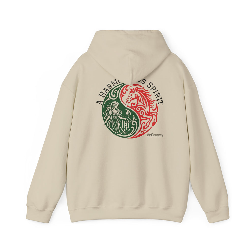 Harmony & Spirit Yin-Yang Hoodie — Floral Green & Red Graphic Sweatshirt