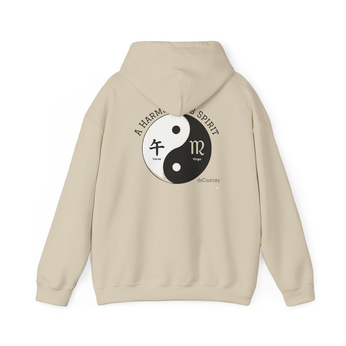 Yin Yang Virgo Hoodie — 'No Harm, No Spirit' Astrological Graphic Sweatshirt