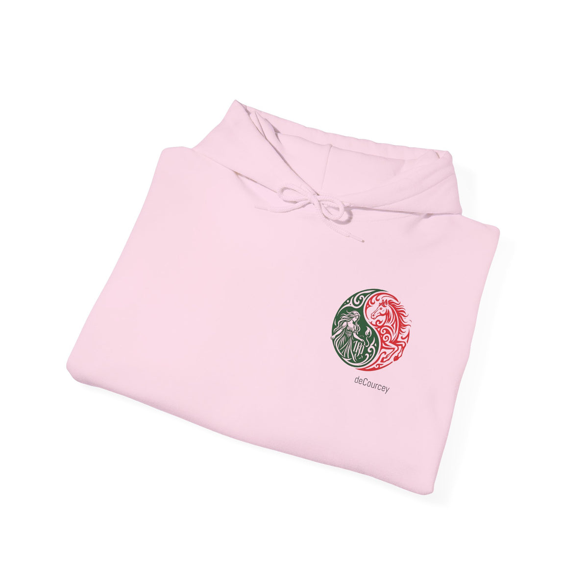 Harmony & Spirit Yin-Yang Hoodie — Floral Green & Red Graphic Sweatshirt