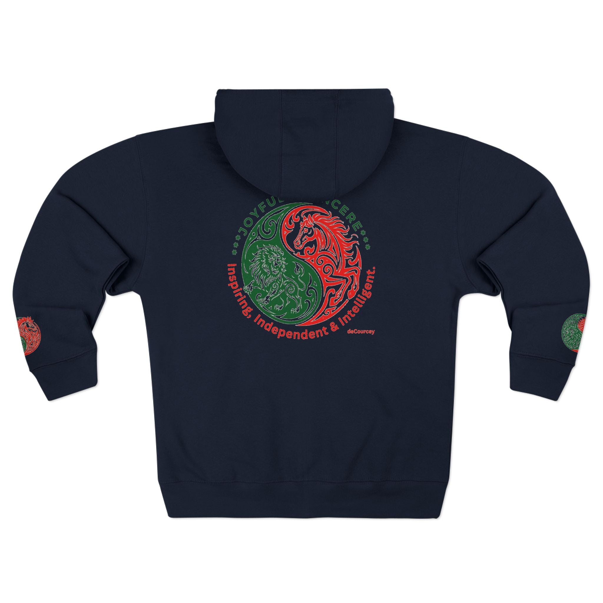 Yin Yang Dragon Zip Hoodie — Joyful & Fierce Inspirational Graphic Hoodie.