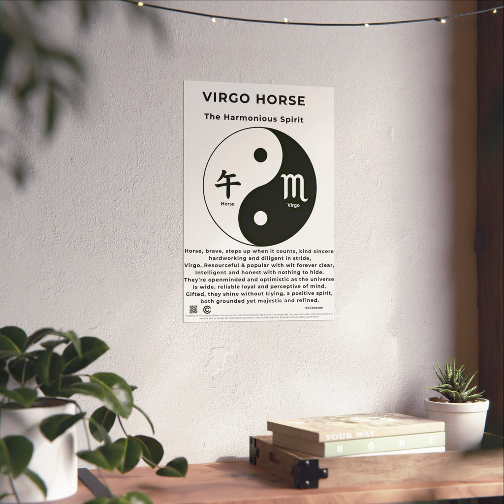 Virgo Horse Poster — Matte Zodiac Yin Yang Print ("The Harmonious Spirit")
