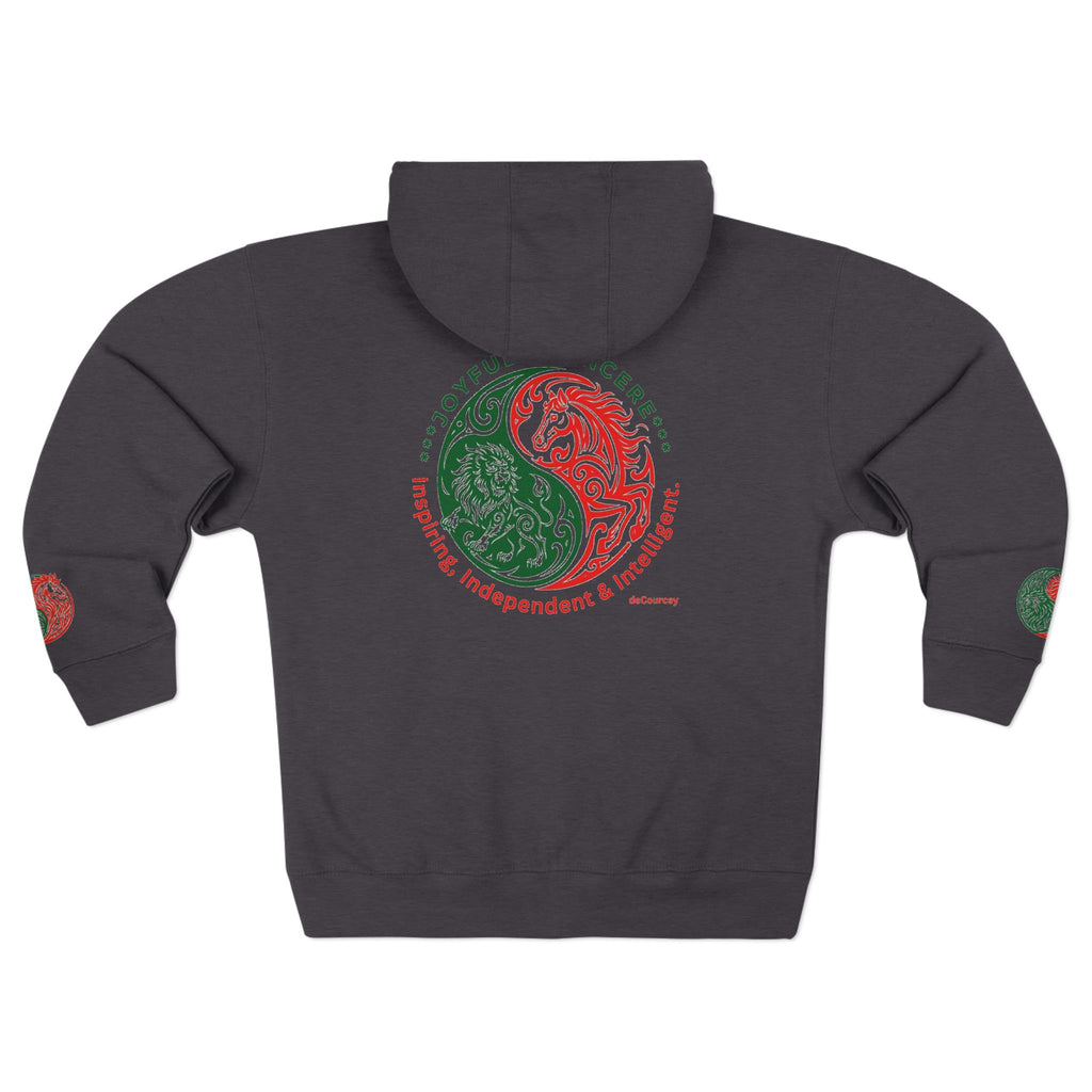 Yin Yang Dragon Zip Hoodie — Joyful & Fierce Inspirational Graphic Hoodie.