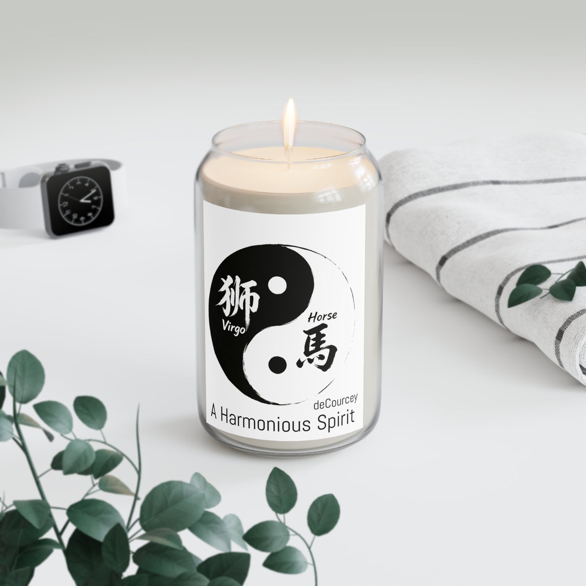 Soy Candle — Yin Yang Virgo Horse Design "A Harmonious Spirit" (13.75 oz)