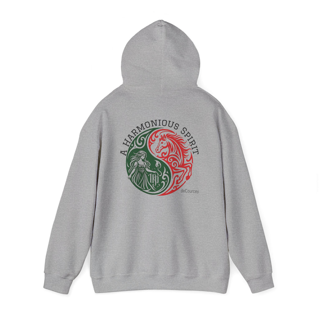 Harmony & Spirit Yin-Yang Hoodie — Floral Green & Red Graphic Sweatshirt