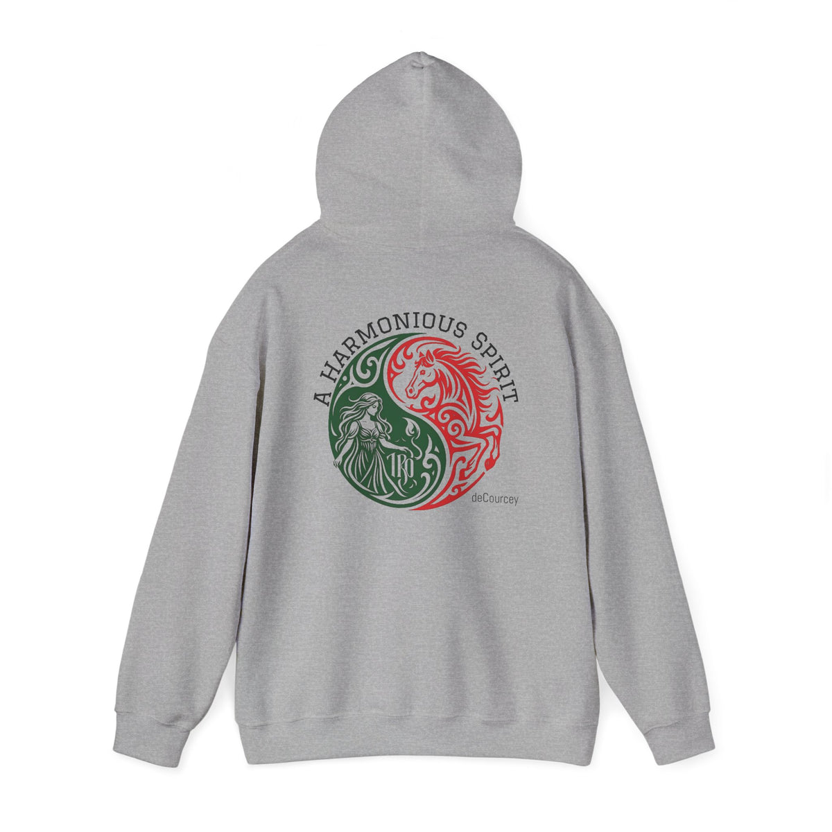 Harmony & Spirit Yin-Yang Hoodie — Floral Green & Red Graphic Sweatshirt
