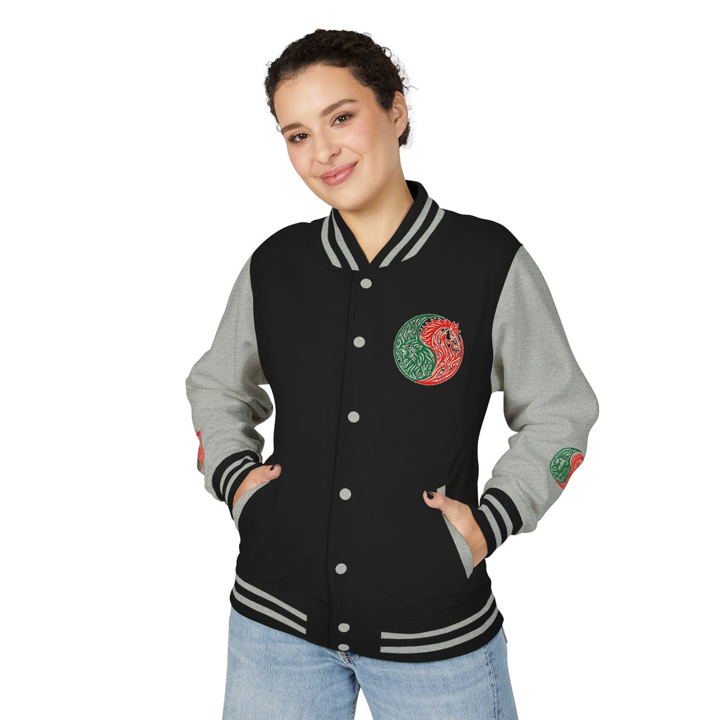 Yin Yang Floral Letterman Jacket — Peaceful & Sincere Varsity Jacket