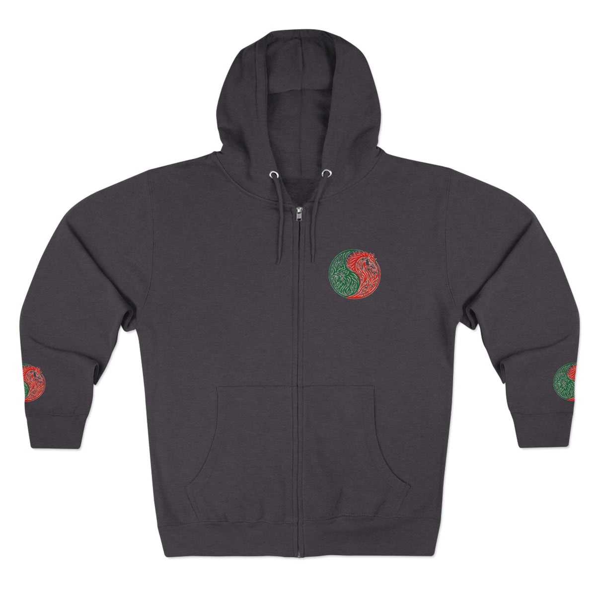 Yin Yang Dragon Zip Hoodie — Joyful & Fierce Inspirational Graphic Hoodie.