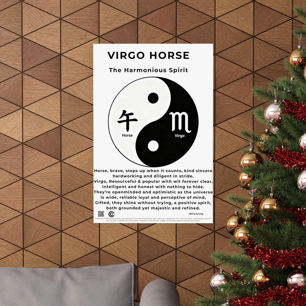 Virgo Horse Poster — Matte Zodiac Yin Yang Print ("The Harmonious Spirit")