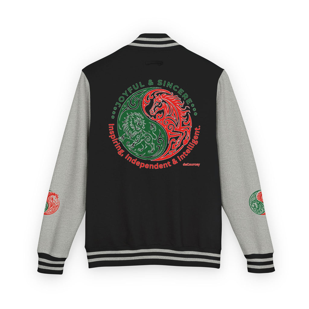 Yin Yang Floral Letterman Jacket — Peaceful & Sincere Varsity Jacket