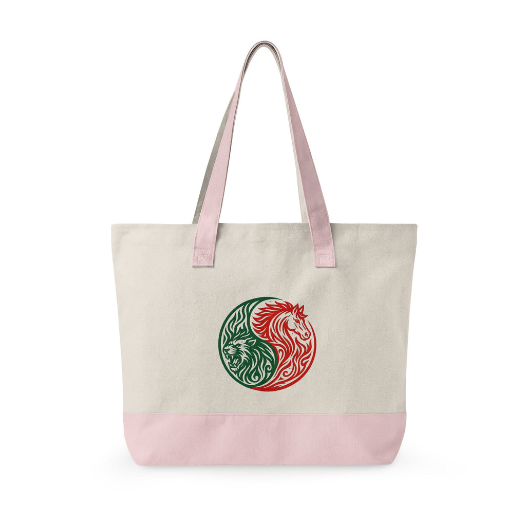 Yin Yang Leo -horse Canvas Tote — Zippered Eco Shopper tote Bag