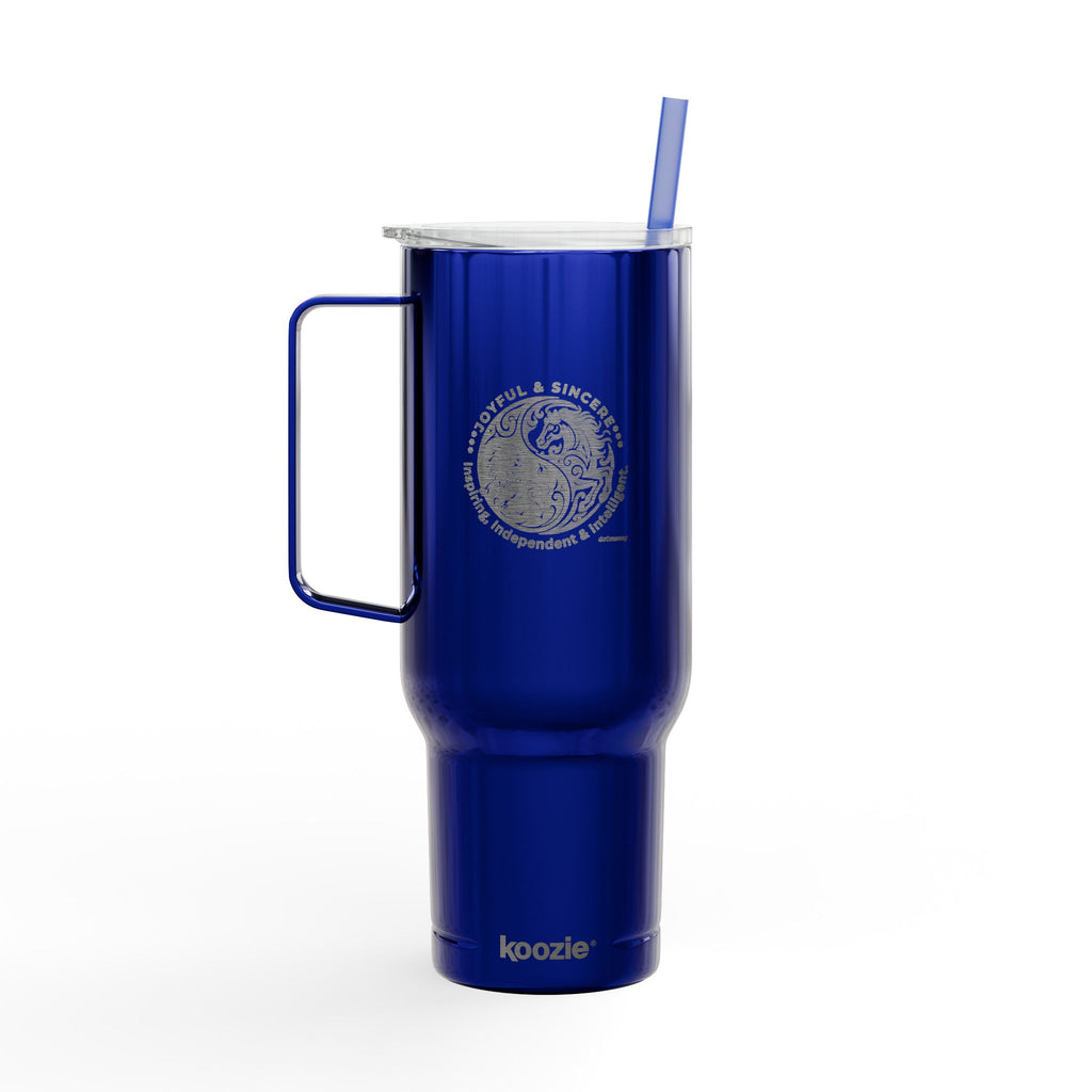 40oz Engraved Insulated Tumbler with Lid — Travel Mug with Handle, Spill-Resistant Straw