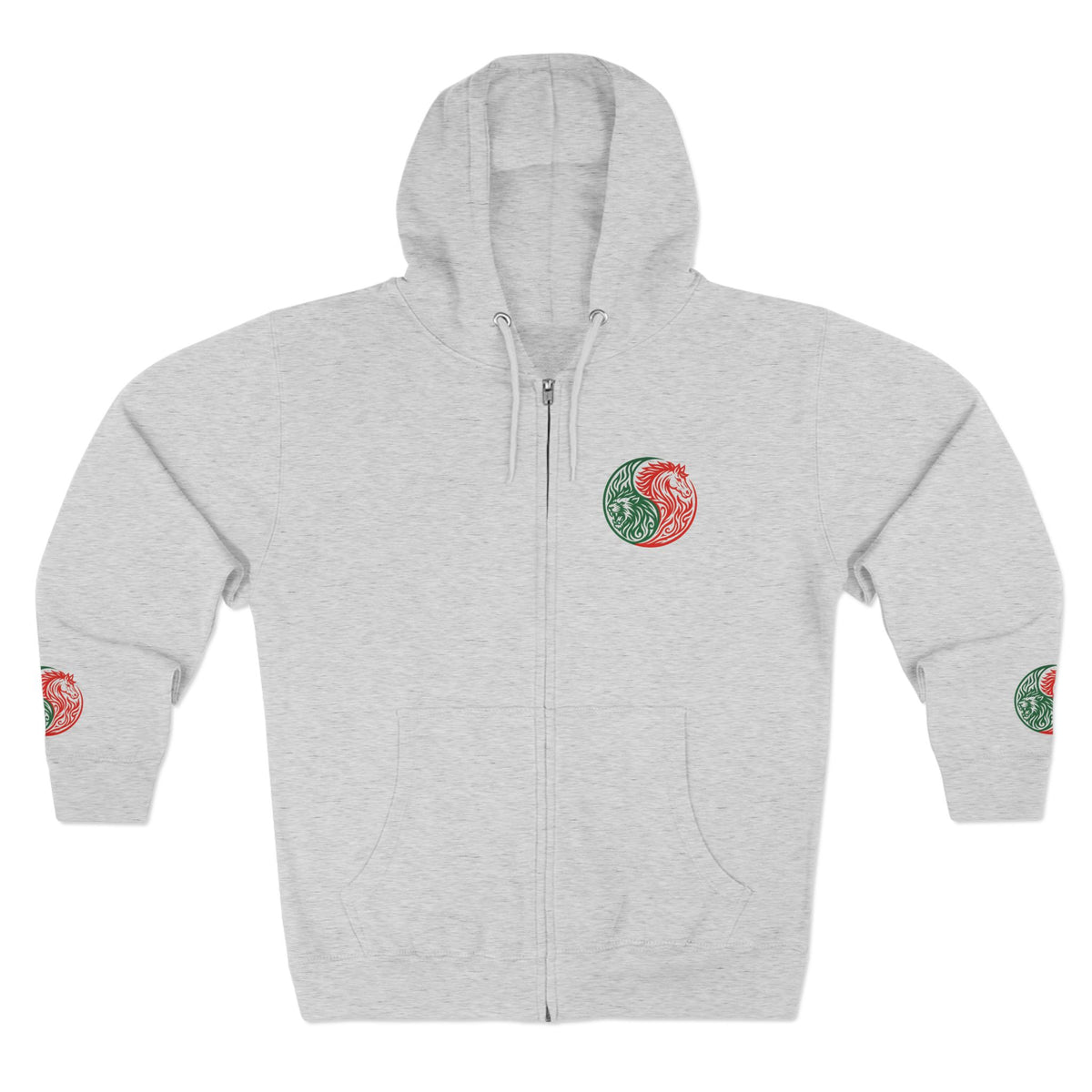 Yin Yang Dragon Zip Hoodie — Joyful & Fierce Inspirational Graphic Hoodie.