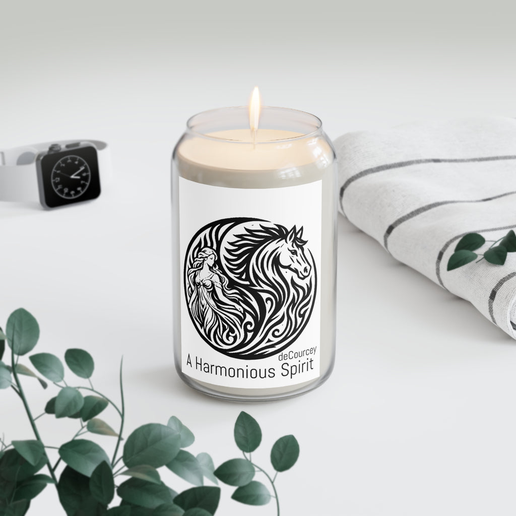 A Harmonious Spirit Scented Soy Candle — 13.75 oz Aromatherapy Candle with Horse & Maiden Design
