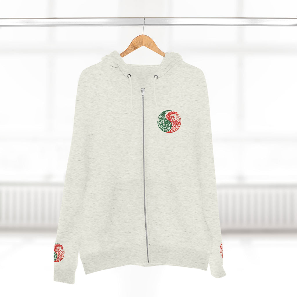 Yin Yang Dragon Zip Hoodie — Joyful & Fierce Inspirational Graphic Hoodie.