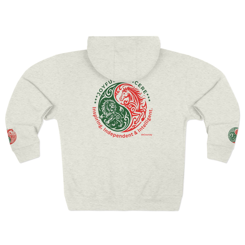 Yin Yang Dragon Zip Hoodie — Joyful & Fierce Inspirational Graphic Hoodie.