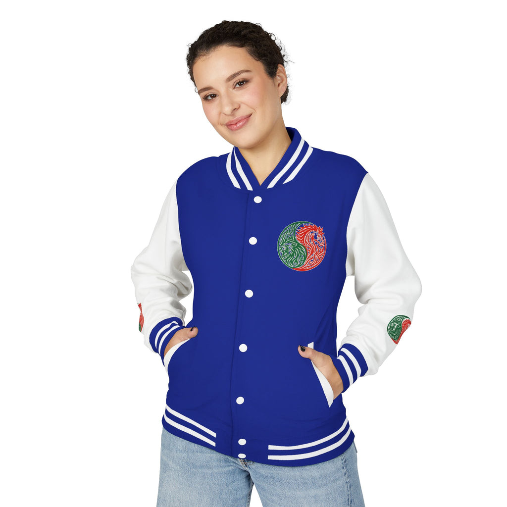 Yin Yang Floral Letterman Jacket — Peaceful & Sincere Varsity Jacket