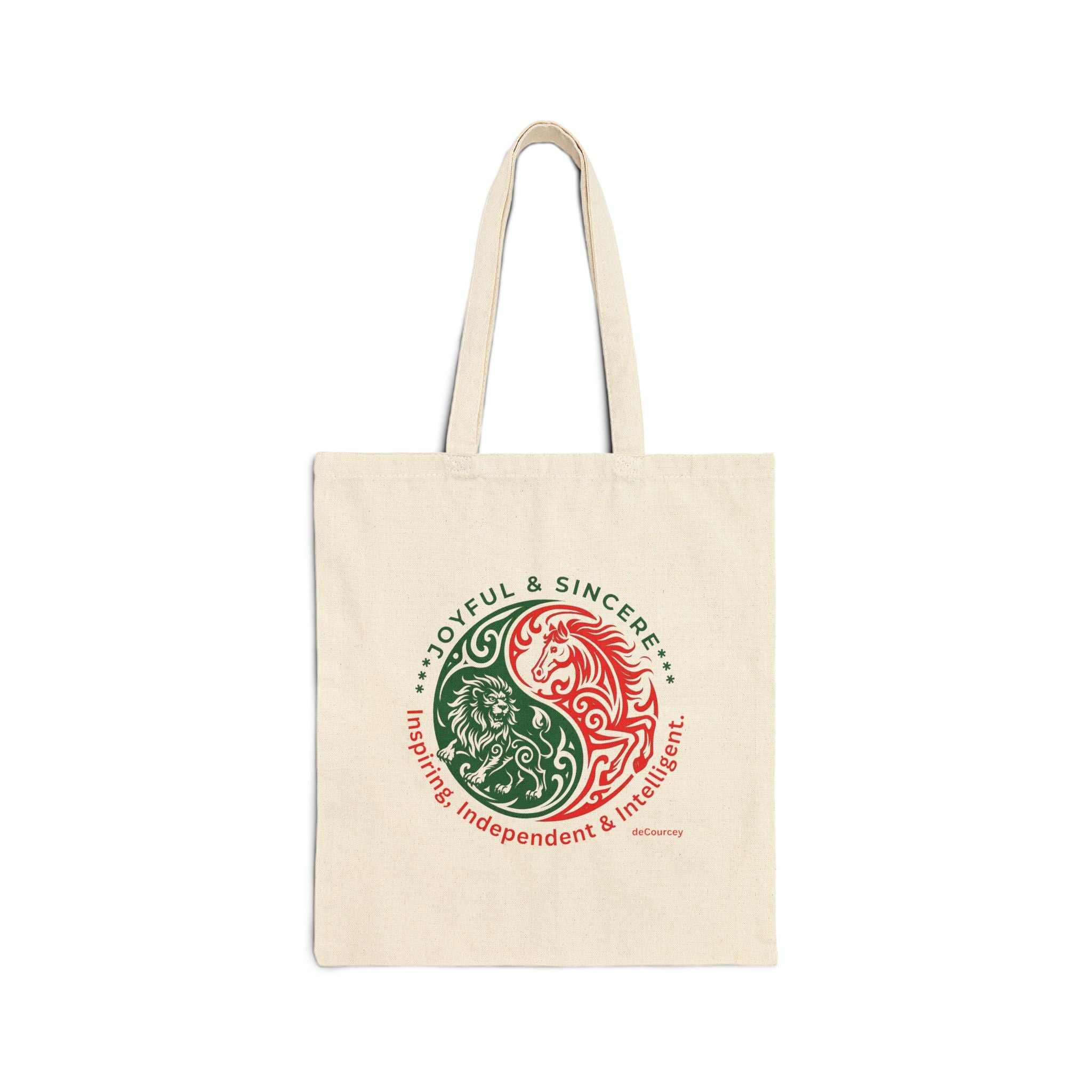 Yin Yang Lion & Horse Canvas Tote — Joyful & Sincere Eco Market Bag