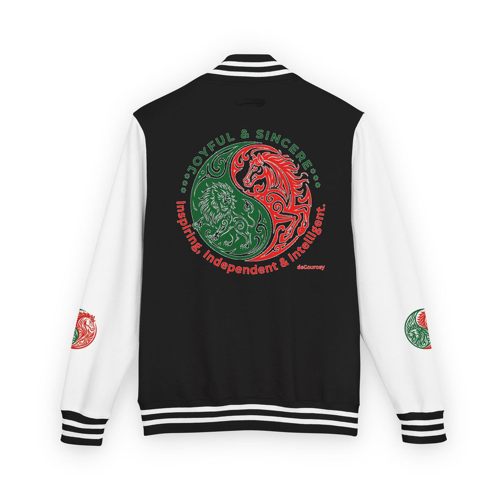 Yin Yang Floral Letterman Jacket — Peaceful & Sincere Varsity Jacket