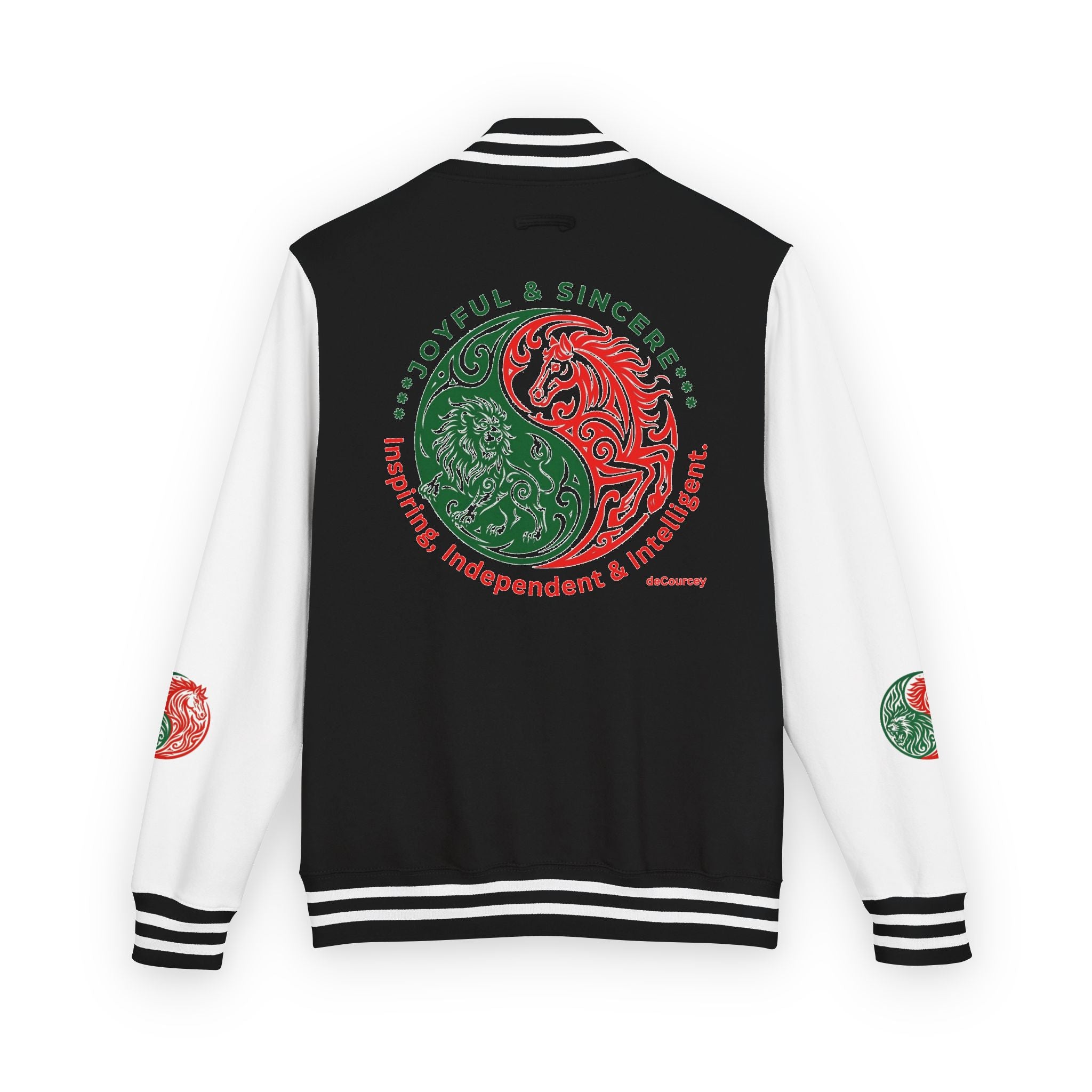 Yin Yang Floral Letterman Jacket — Peaceful & Sincere Varsity Jacket
