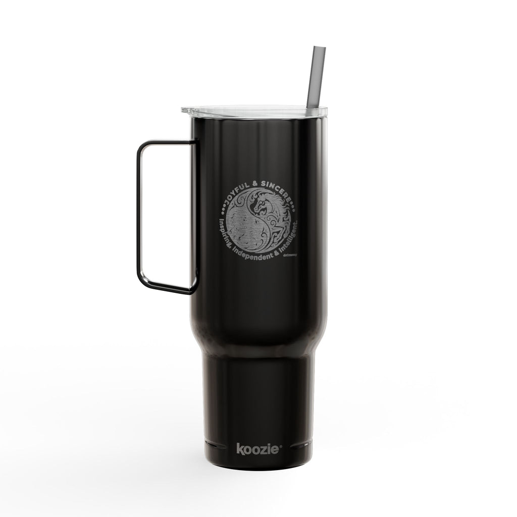 40oz Engraved Insulated Tumbler with Lid — Travel Mug with Handle, Spill-Resistant Straw