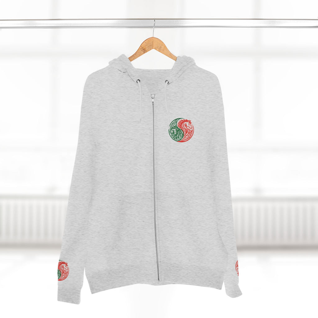 Yin Yang Dragon Zip Hoodie — Joyful & Fierce Inspirational Graphic Hoodie.
