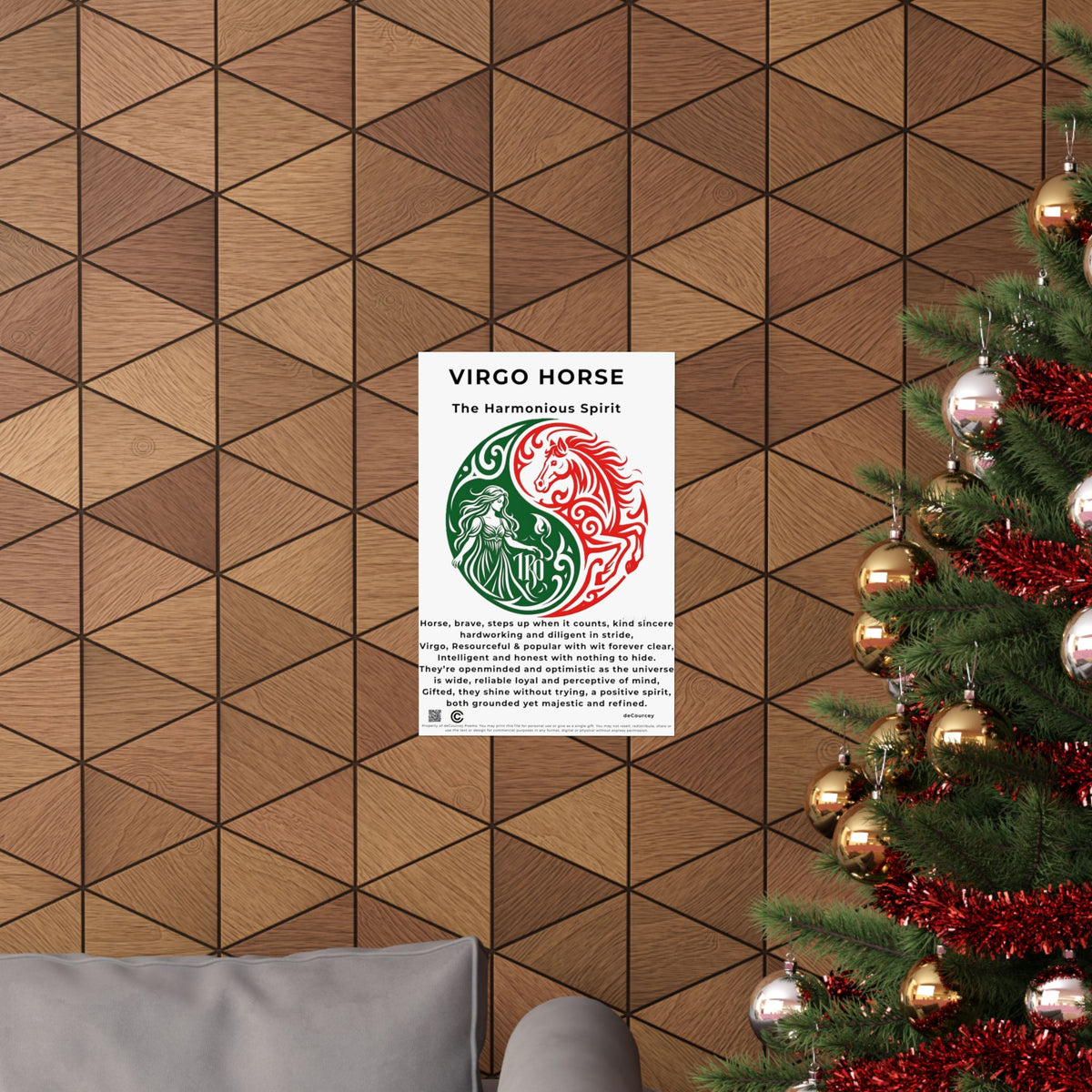 Virgo Horse Poster — Zodiac Yin Yang Matte Vertical Print