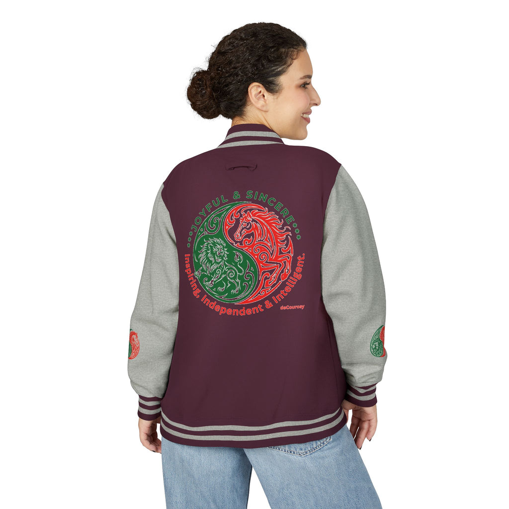 Yin Yang Floral Letterman Jacket — Peaceful & Sincere Varsity Jacket