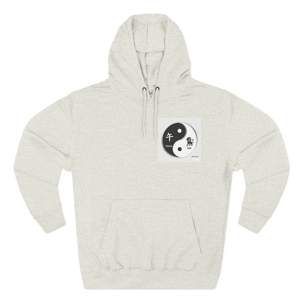 Radiant Spirit Yin-Yang Hoodie ; Honesty & Loyalty Graphic Fleece Hoodie; The Radiant Spirit; Leo and Horse Zodiac ; Leo Horse Star signs;  Astrology Fiery Horse and Leo Verse; Astrological character...