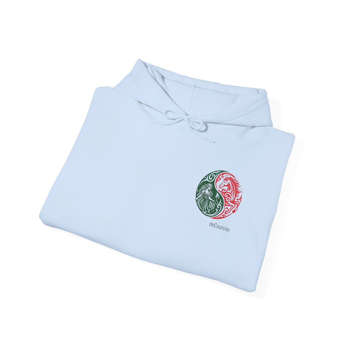Harmony & Spirit Yin-Yang Hoodie — Floral Green & Red Graphic Sweatshirt