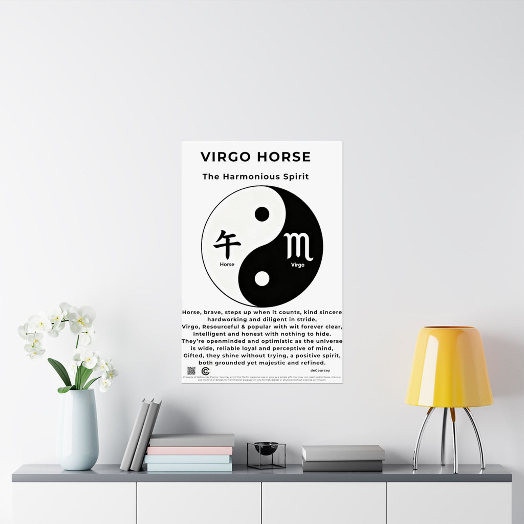 Virgo Horse Poster — Matte Zodiac Yin Yang Print ("The Harmonious Spirit")
