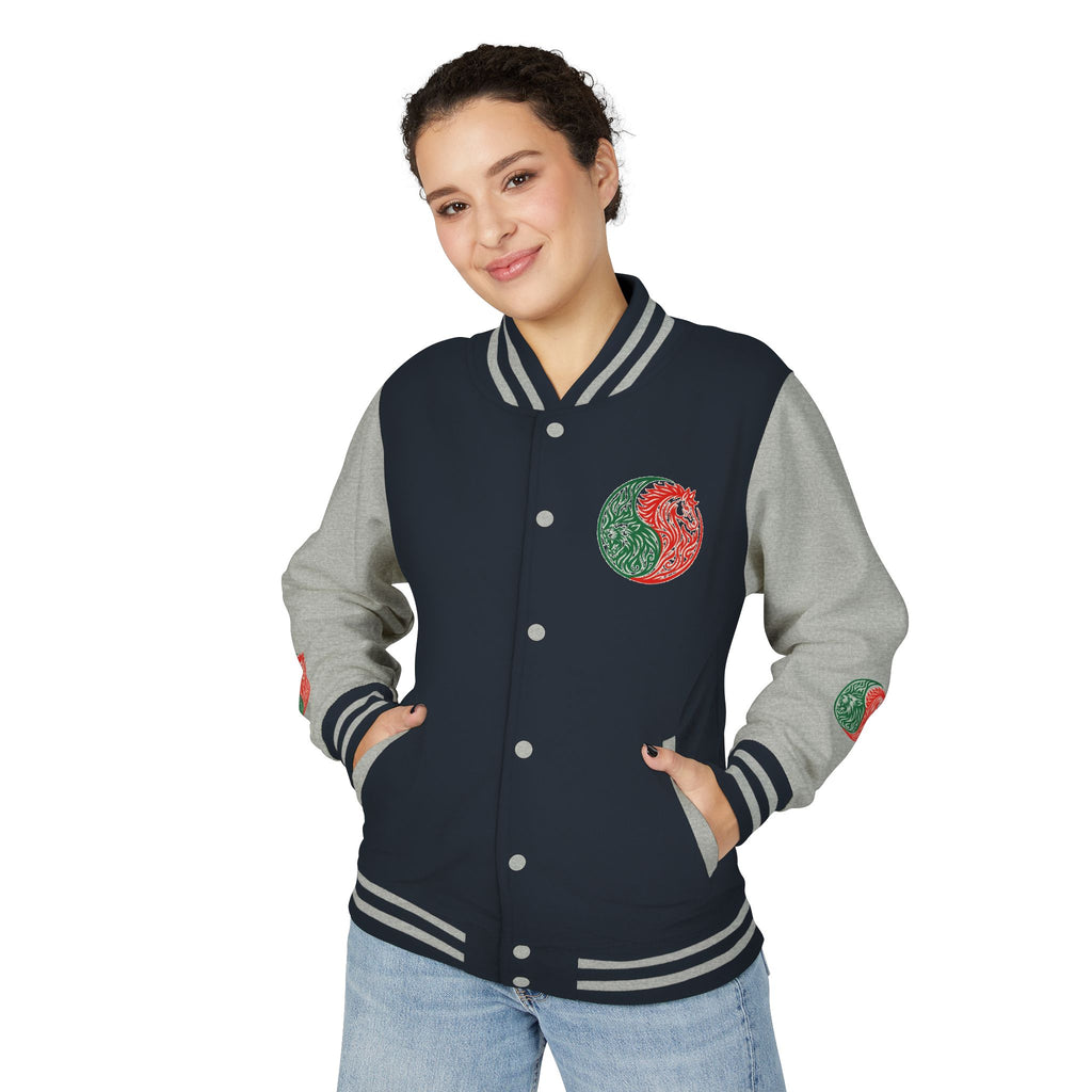 Yin Yang Floral Letterman Jacket — Peaceful & Sincere Varsity Jacket