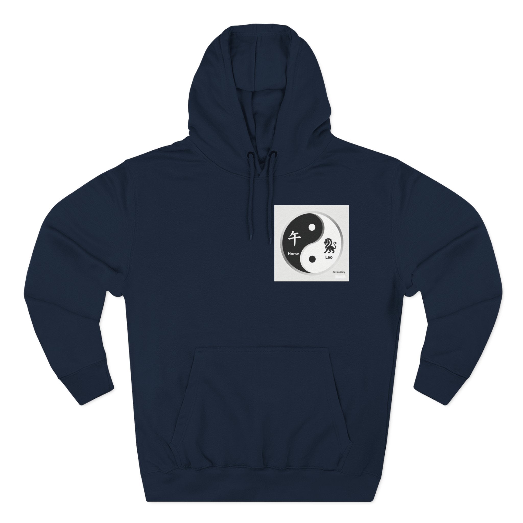 Radiant Spirit Yin-Yang Hoodie ; Honesty & Loyalty Graphic Fleece Hoodie; The Radiant Spirit; Leo and Horse Zodiac ; Leo Horse Star signs;  Astrology Fiery Horse and Leo Verse; Astrological character...