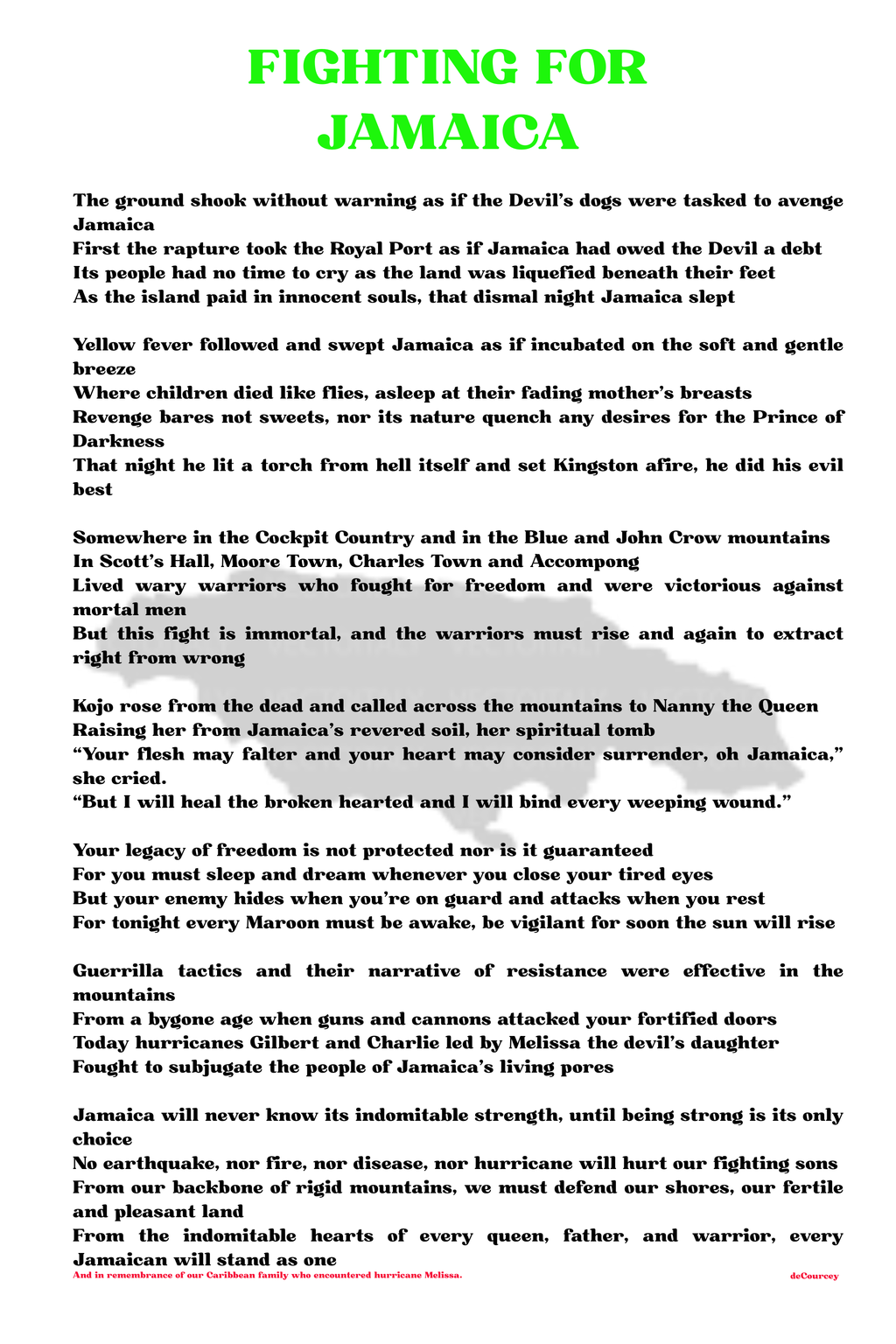 Fighting For Jamaica, PDF, poem