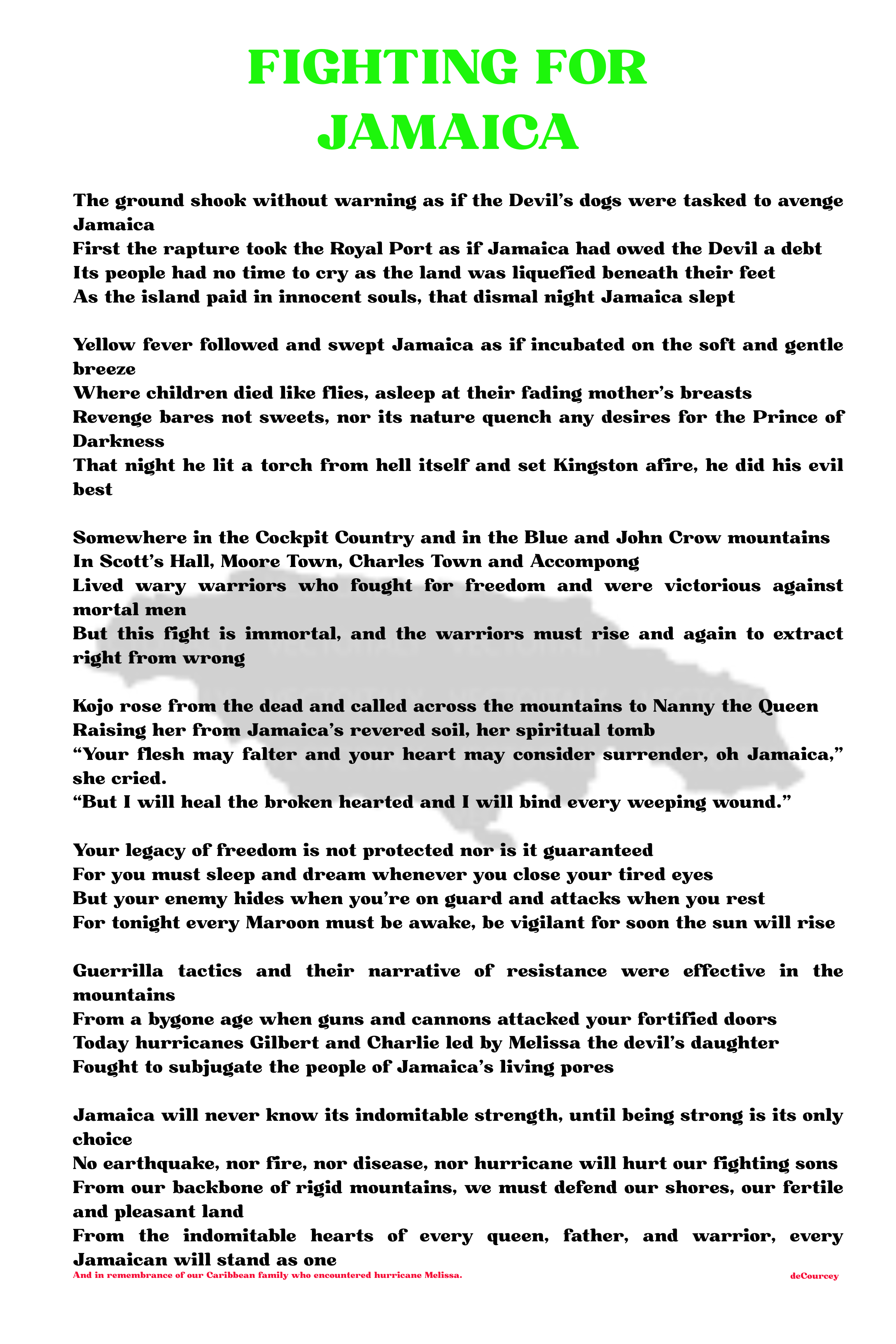 Fighting For Jamaica, PDF, poem
